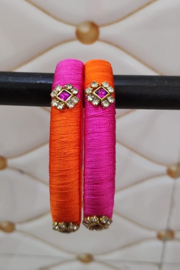 orange bangle Orange with pink thread stone bangles
